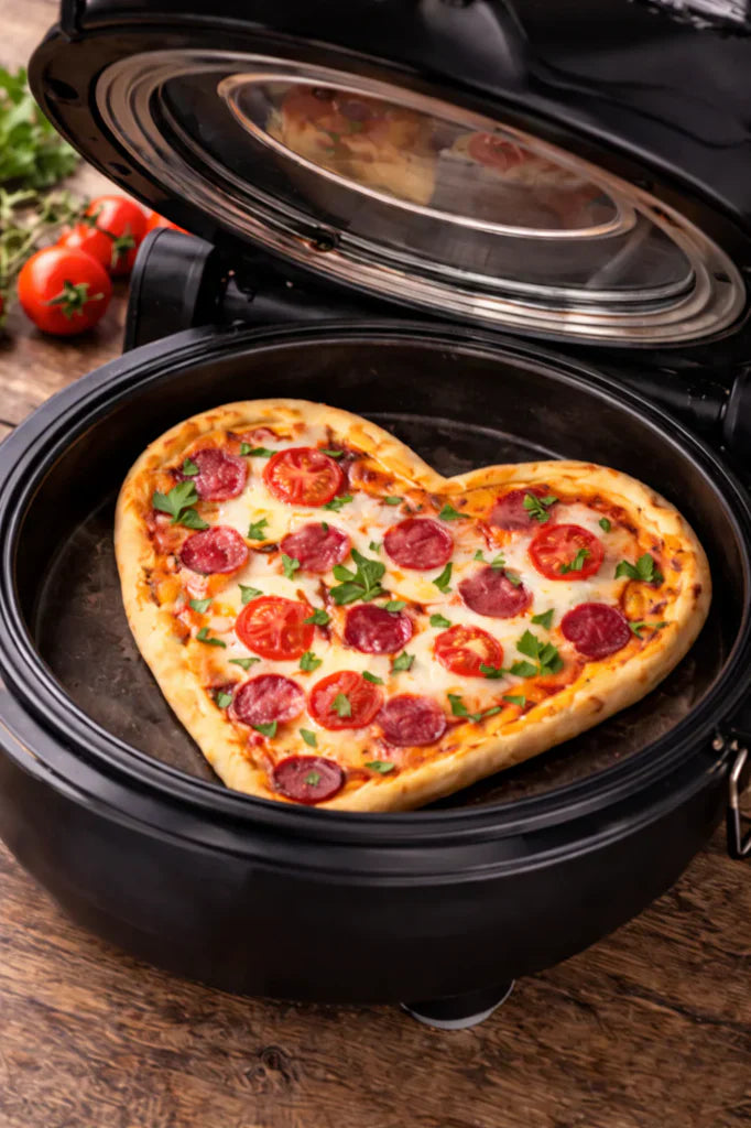 Valentinstags-Pizza aus dem elektrischen Pizzaofen