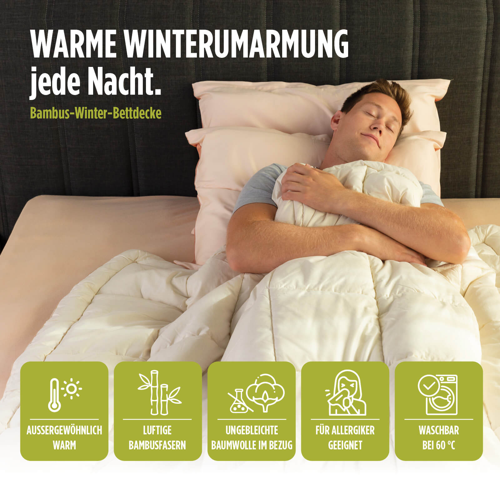Winterbettdecke Bamboo mit natürlichen Bambusfasern – Vitapur.DE