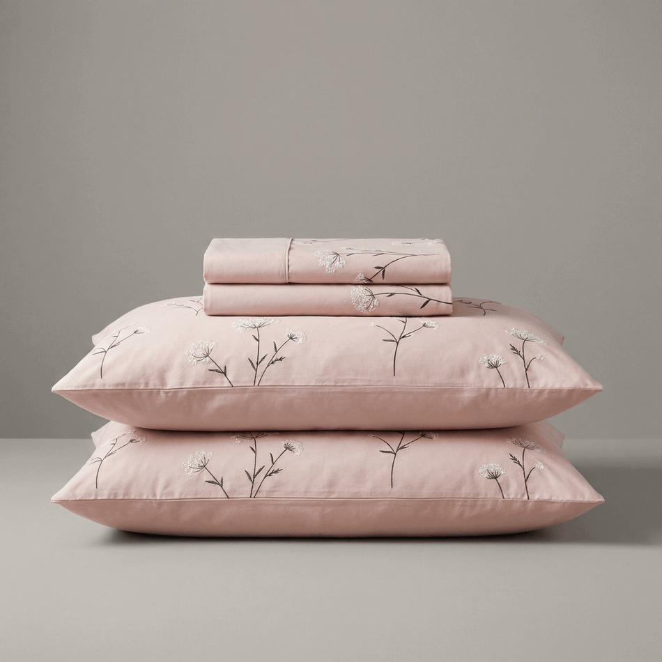 Bestickte PREMIUM Baumwoll-Satin-Bettwäsche Eila