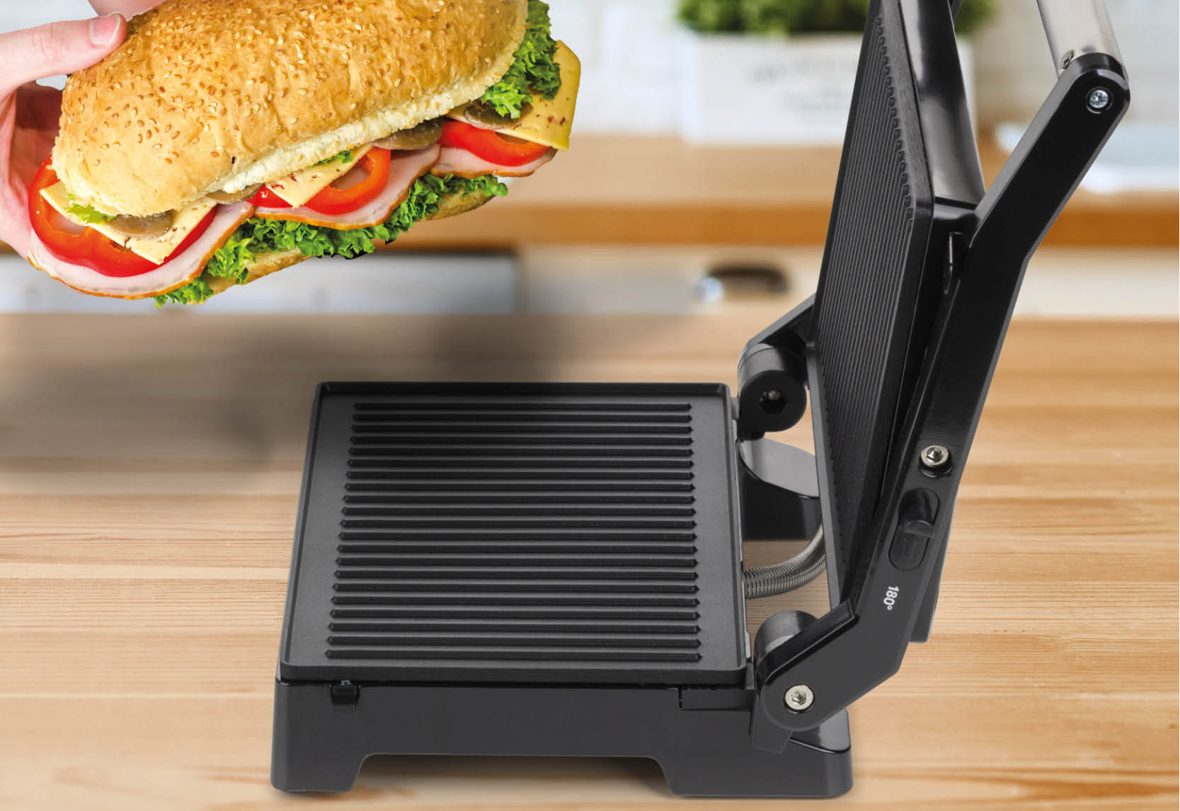 2 in 1: Sandwich-Toaster und Mini-Grill in einem.