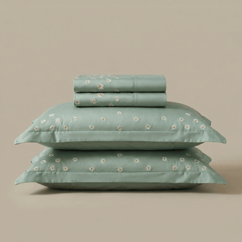 Bestickte PREMIUM Baumwoll-Satin-Bettwäsche Camily