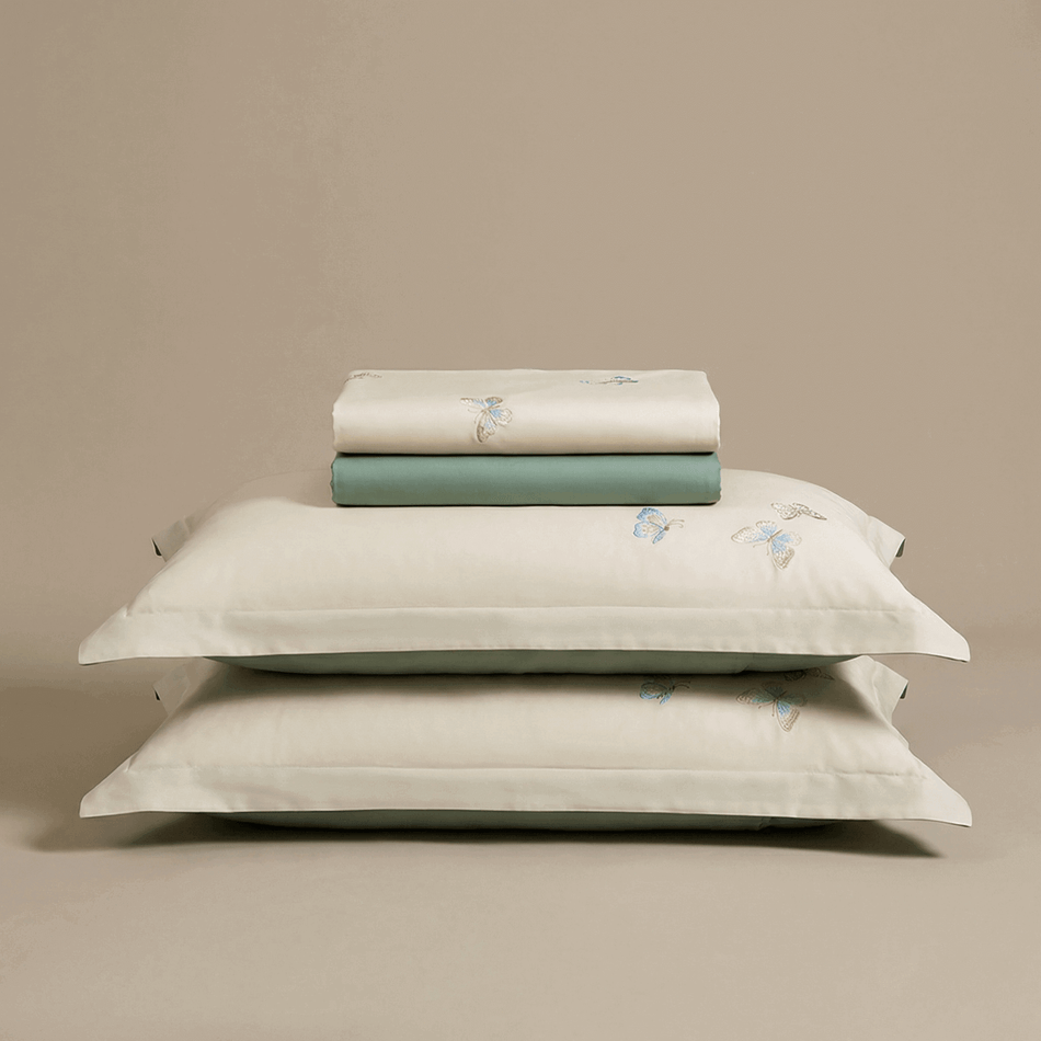 Bestickte PREMIUM Baumwoll-Satin-Bettwäsche Butterfly Garden