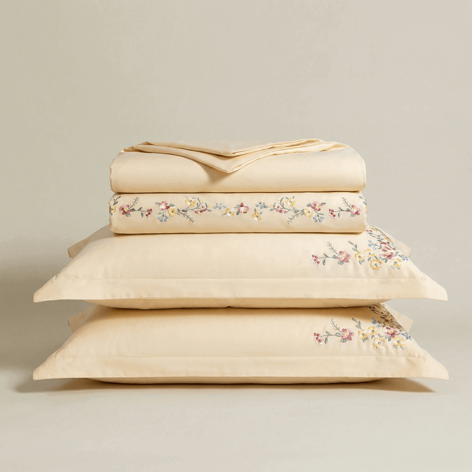 Bestickte PREMIUM Baumwoll-Satin-Bettwäsche Roses