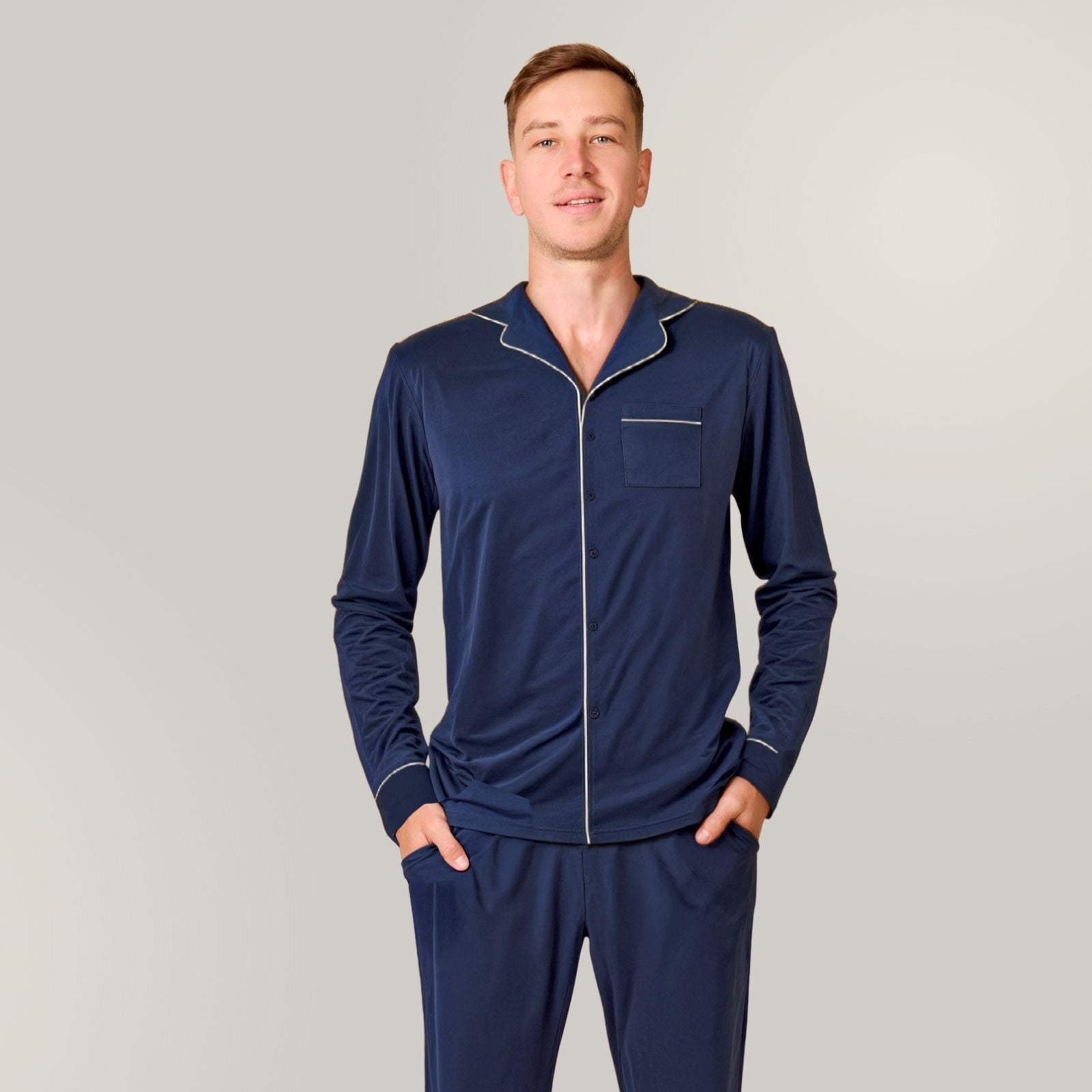 Svilanit langer Pyjama für Herren Greyson – Imperial Blue