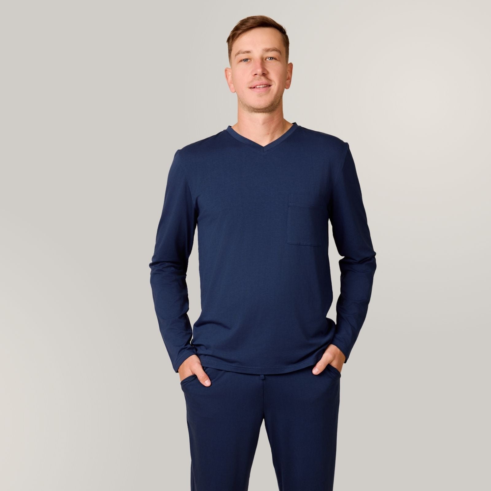 Svilanit langer Pyjama für Herren Lennox V – Imperial Blue