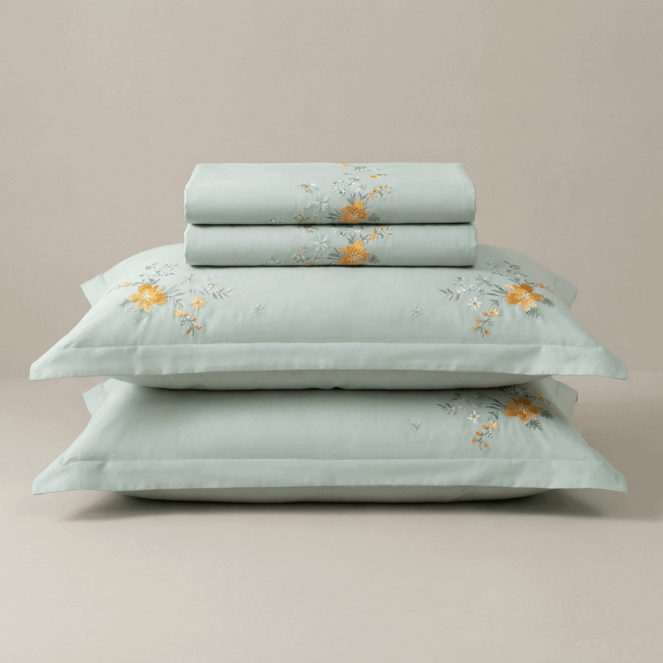 Bestickte PREMIUM Baumwoll-Satin-Bettwäsche Molly