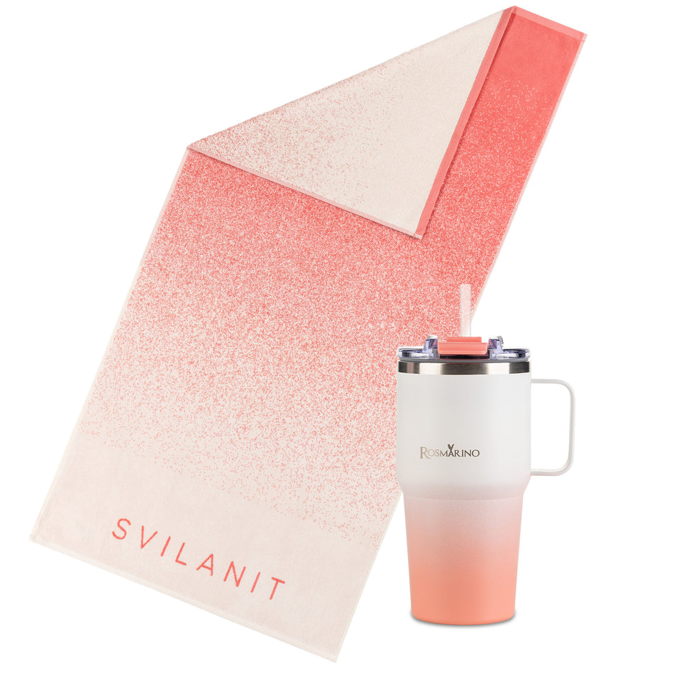 Strandhandtuch- und Thermobecher-Set BEACH