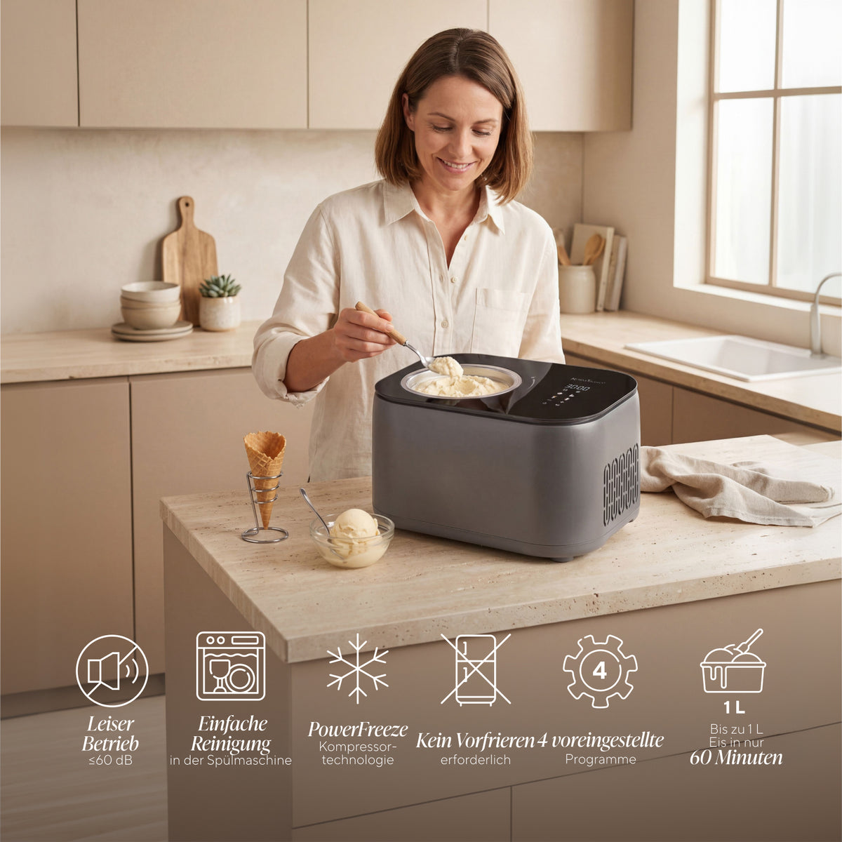 Kompressor-Eismaschine Rosmarino GelatoMaster PRO Series – 1 L –