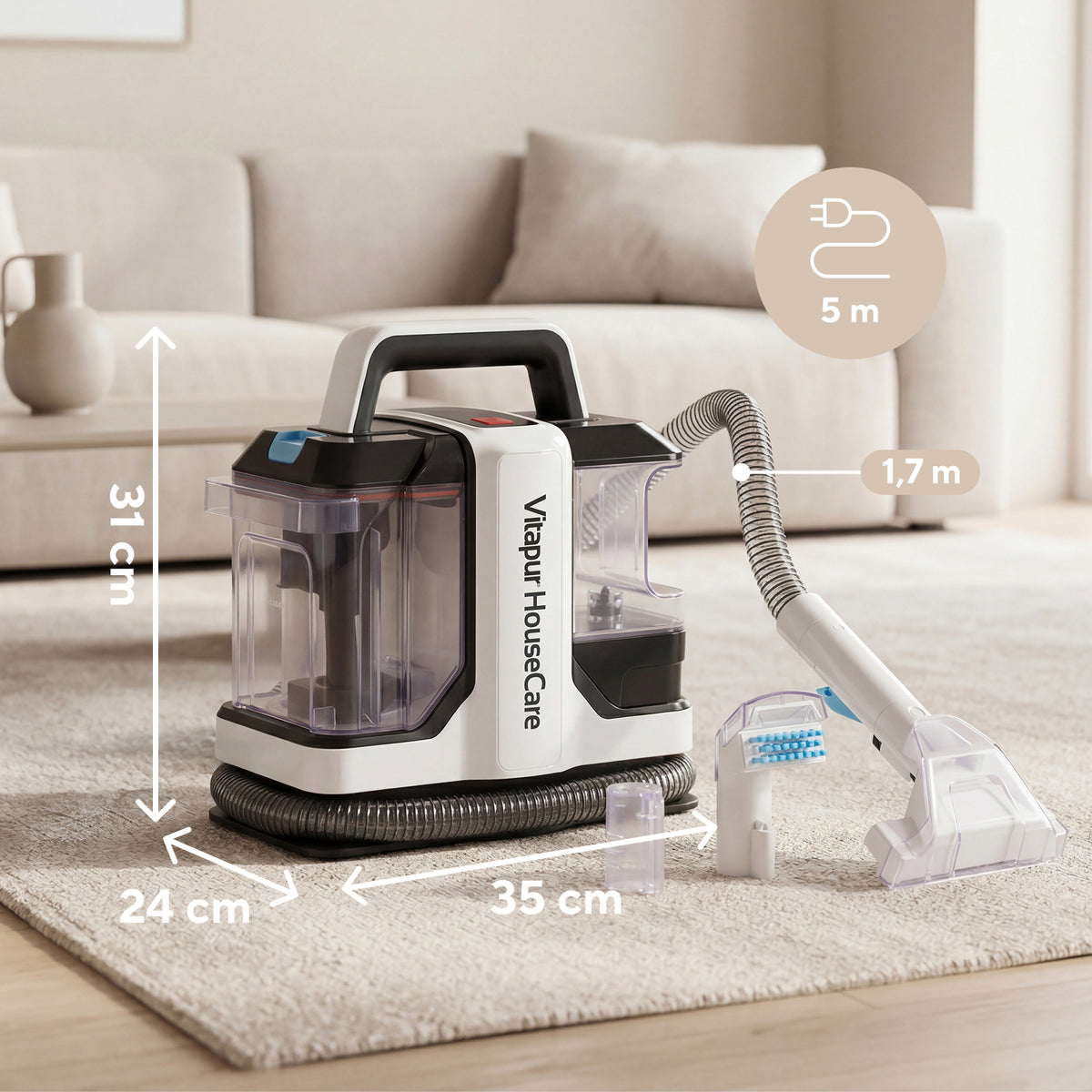 Waschsauger StainMaster PRO, 750 W – zur Reinigung von Teppichen, Pols –