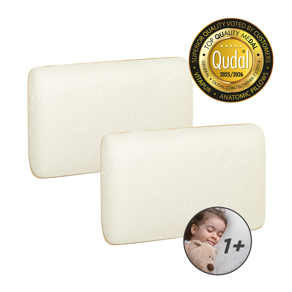 2 x Kinder Memory-Schaum Kopfkissen MemoDream Junior – 30 x 50 x 5 cm