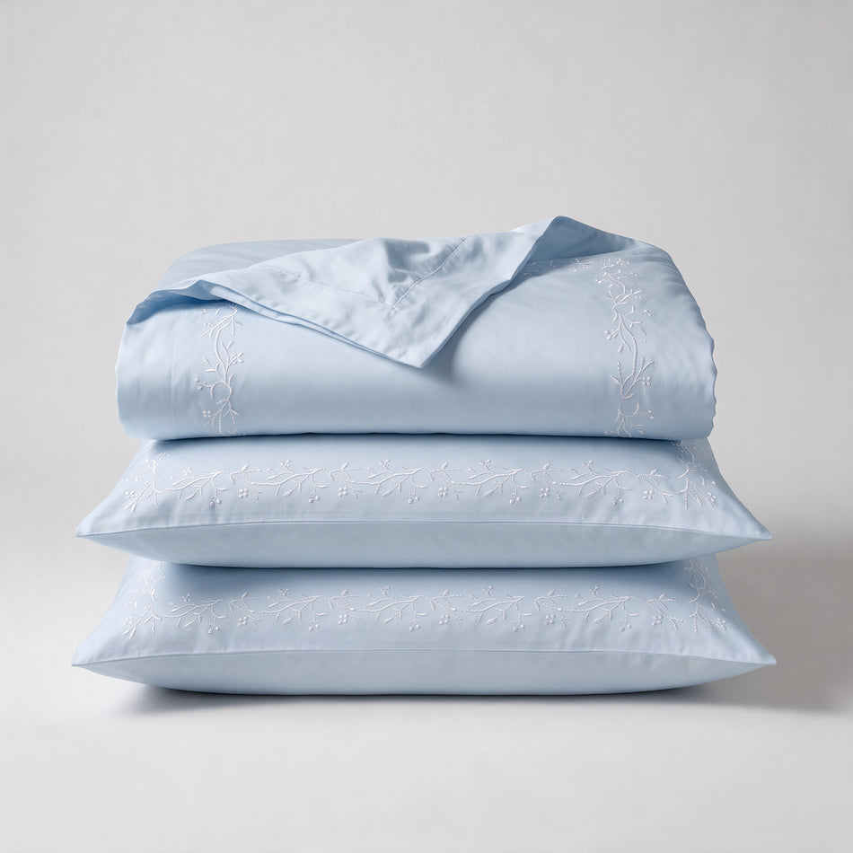 Svilanit PREMIUM bestickte Baumwoll-Satin-Bettwäsche Bloom – die prestigeträchtige Qualität ägyptischer Baumwolle