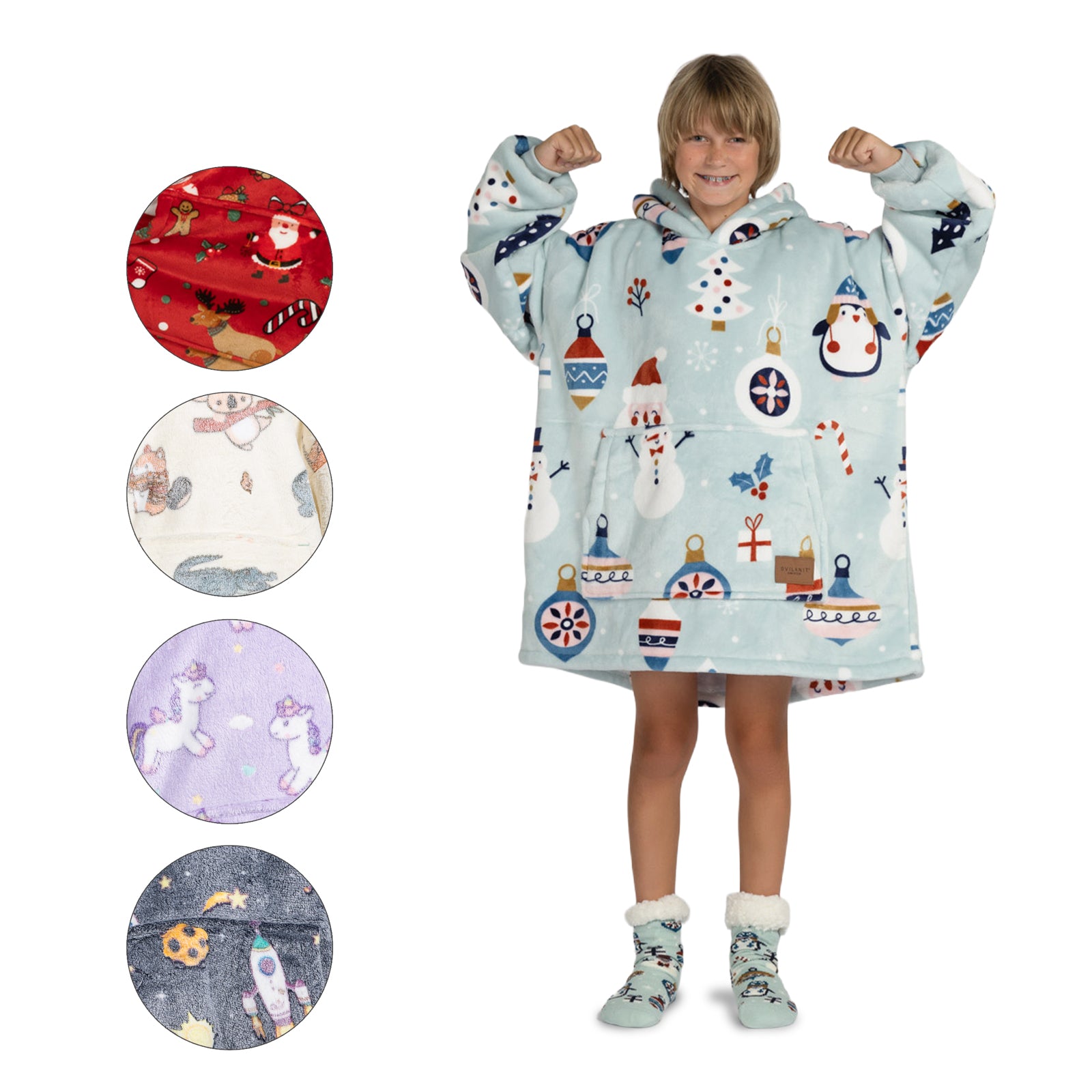 Hoodie - Kinder Kapuzendecke + Geschenk: Socken