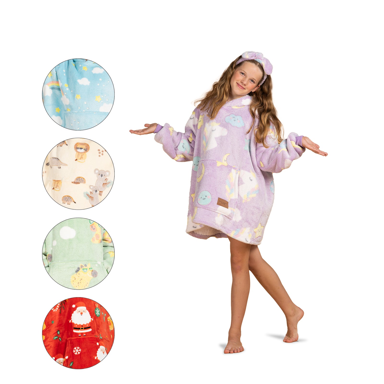 Kinder-Kapuzendecke Svilanit + Geschenk: Socken/Haarband