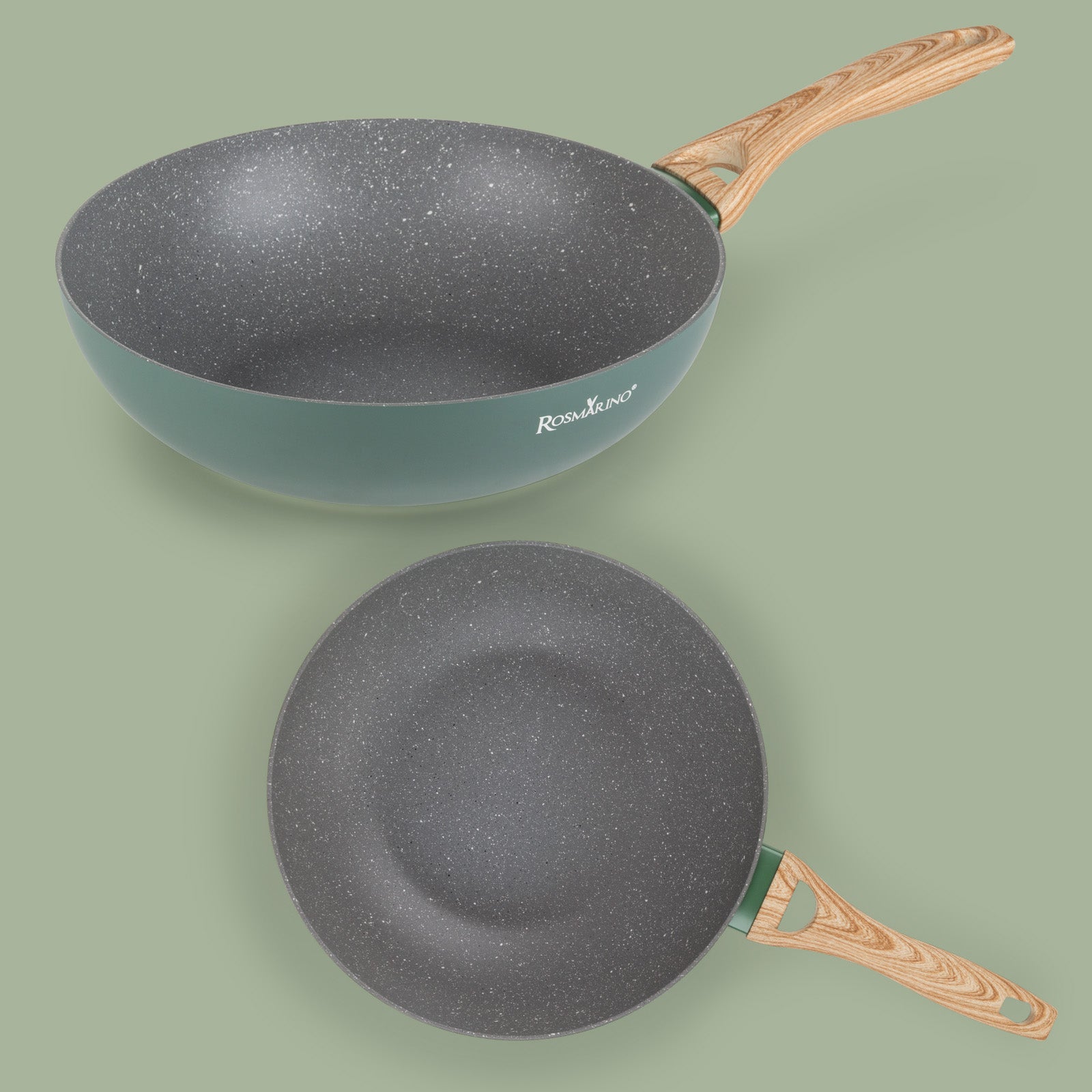 Wok Guzzini Cook&Plus - Alluminio Antiaderente, 28 Cm, Nero, Per Induzione, Made In Italy - Foto 2