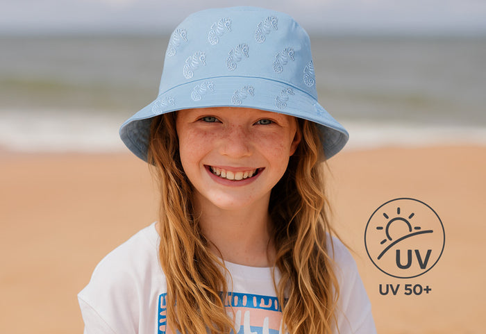 Sicherer UV 50+ Schutz für die empfindliche Haut Ihres Kindes.