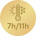 Heiß bis zu 7 Stunden, kalt bis zu 11 Stunden3